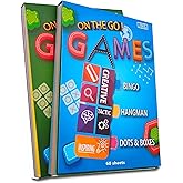 GRANDLMOON 6 Portable Travel Game Activities Notepad On The Go Plane Trip Game 4 x 6-inches (2 Pads and 60 Sheets Each)