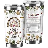 Hexagram Mom Birthday Gifts from Daughter, Best Mom Ever 20 oz Tumbler, Valentines Day Moms Gifts from Son, Moms 18/8 Stainless Steel Coffee Cup with Lid, Mothers Day Mama Present