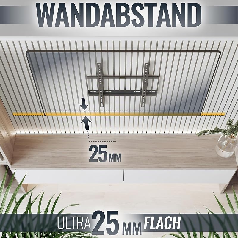 TV Wandhalterung Fernseher Halterung F0144 für 40-75 Zoll Fernsehhalterung Wand flach Ultra Slim universal Wandhalter Smart OLED Curved bis 75 kg VESA 400 x 400 mm