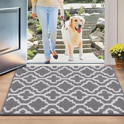 SHACOS Dirt Trapper Door Mat 80x120 cm Non-Slip Indoor Outdoor Grey