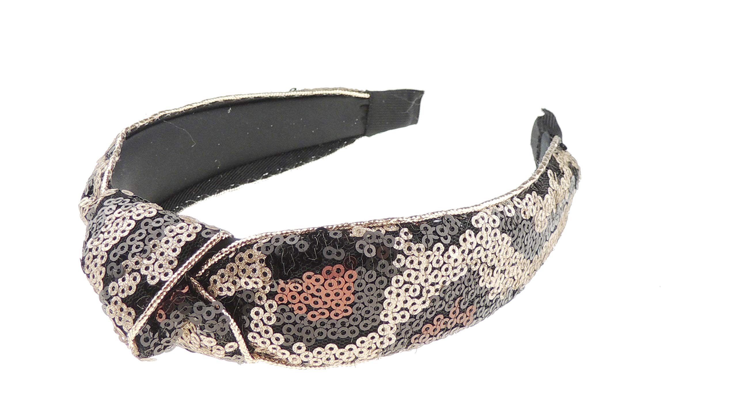 Sparkly Sequin Gold Womens Girls Knotted Top Knot Twisted Turban Fabric Winter Wedding Formal Dance Christmas Party Birthday Headband Hair Alice Band Animal Cheetah Cat Leopard Print (Red)