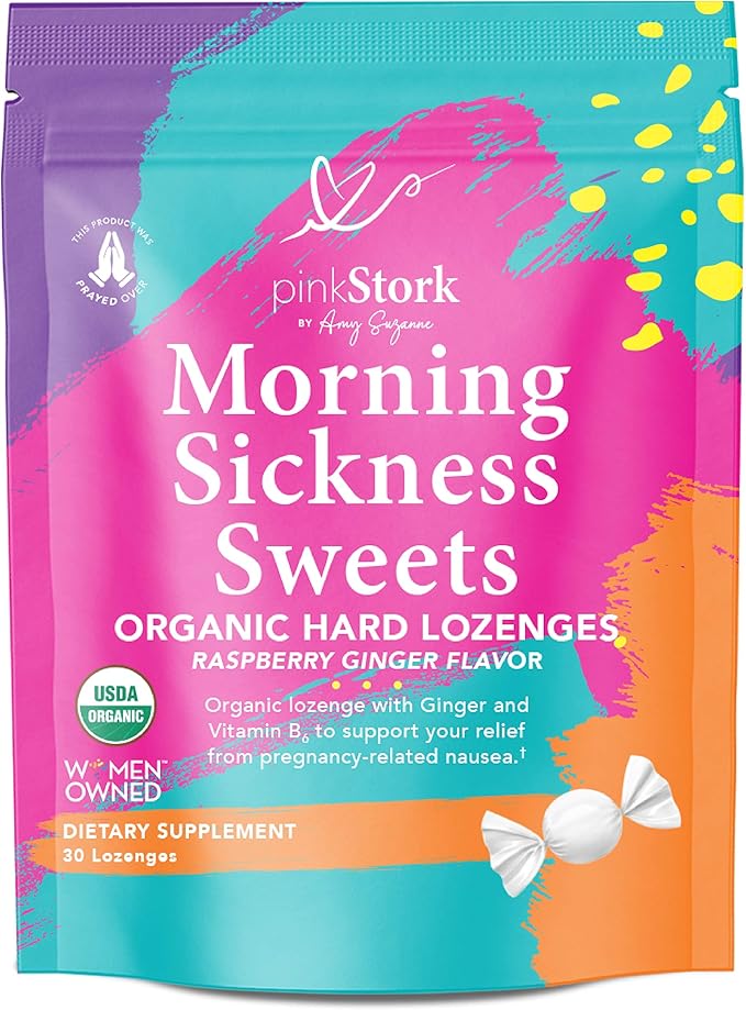 Amazon Com Pink Stork Morning Sickness Sweets Ginger Raspberry Morning Sickness Candy For Pregnancy Nausea Digestion 100 Organic Vitamin B6 Women Owned 30 Hard Lozenges Health Personal Care