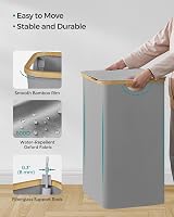 SONGMICS 130L 2-Section Laundry Hamper with Lid Dove Grey LCB513G01 view 7
