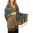 MUQU Women Pashmina Shawls and Wraps Scarf Soft Silky Reversible Paisley Scarves Shawl for Women