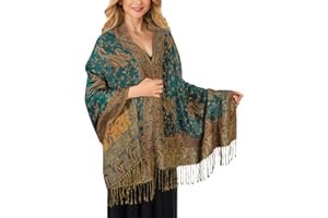 MUQU Women Pashmina Shawls and Wraps Scarf Soft Silky Reversible Paisley Scarves Shawl for Women
