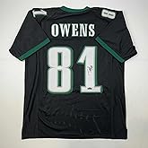 Facsimile Autographed Terrell Owens Philadelphia Black Reprint Laser Auto Football Jersey Size Men's XL