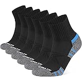 CLOSEMATE 6 Pack Mens Ankle Athletic Socks Cushioned Running Sports Cotton Quarter Socks