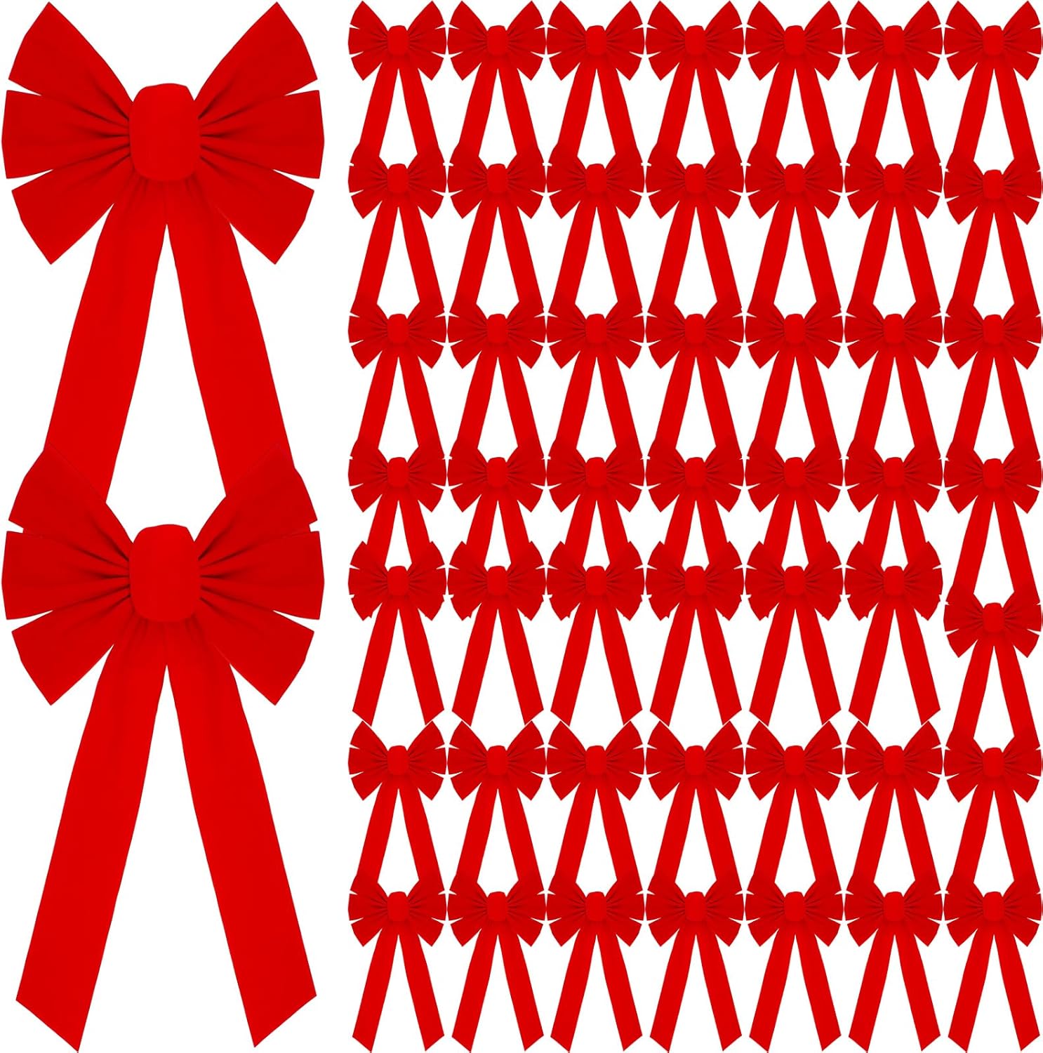 Bows & Ribbons - Hoteam 72 Pieces Large Christmas Red Velvet Bows Christmas Wreath Bow Hanging Xmas Tree Topper Bow for Indoor Outdoor Decor Wrapping Crafts DIY Decor Boutique Use (20 x 10 Inch)