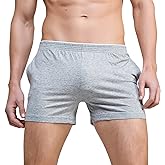 Linemoon Men's Solid Cotton Sleep Bottoms Fashion Simple Active Shorts