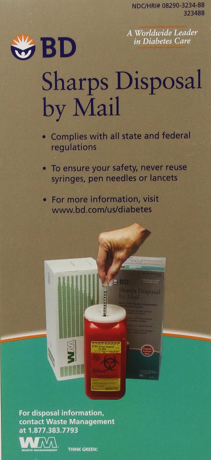 BD Sharps Disposal by Mail Worry free Needle Disposal: Health & Personal Care