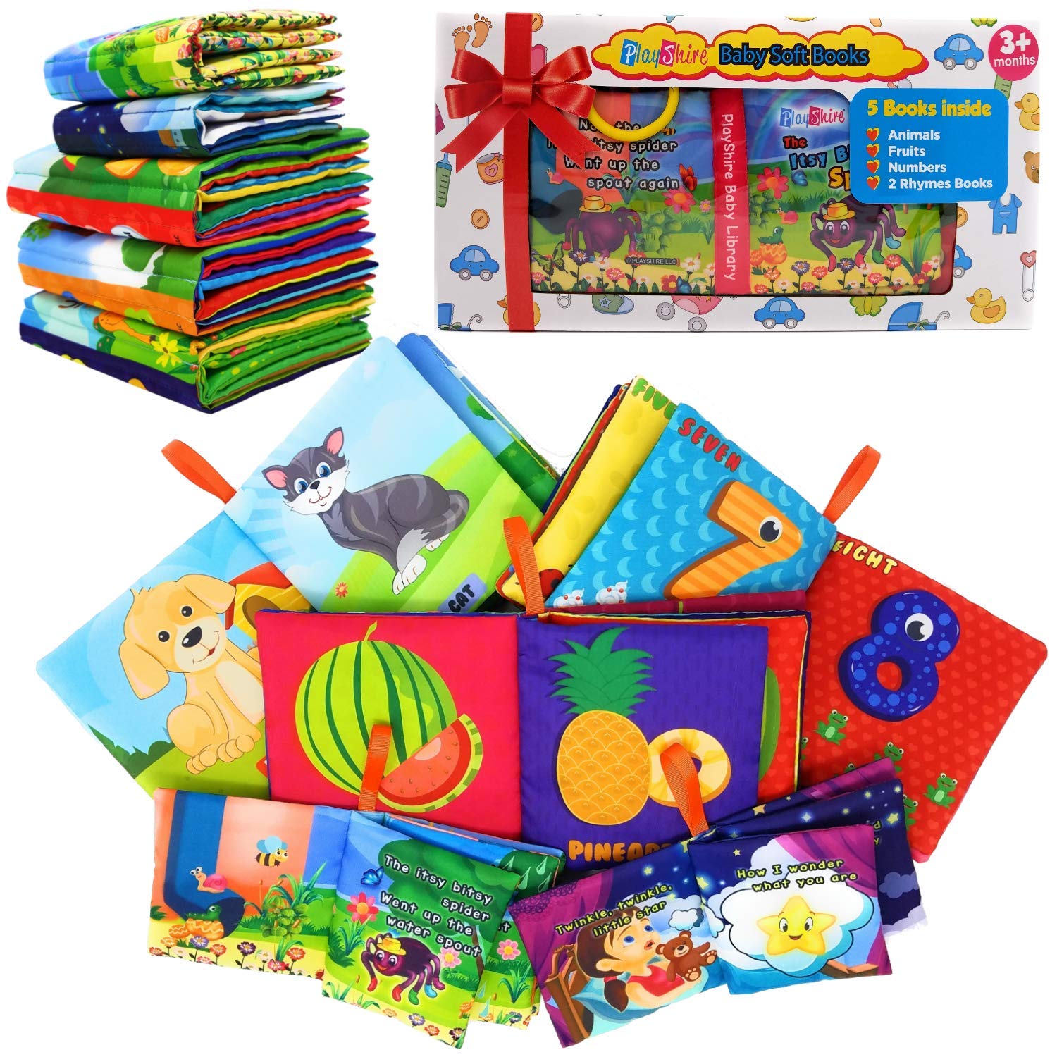 PlayShire Soft Books for Babies. 5 Cloth Books for Babies. Non-Toxic Newborn Books. Crinkle Books for Infants & Toddlers. Interactive Soft Baby Books Set. Touch and Feel Books Toy