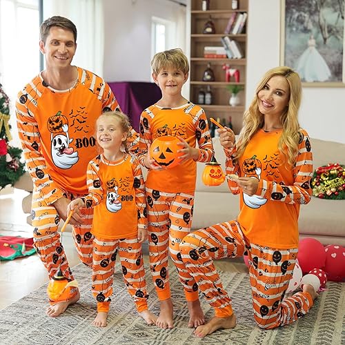 Onancehim Family Matching Halloween Pajamas Set, Halloween Stripe