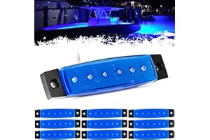 PSEQT LED Boat Interior Lights Marine Courtesy Light Strip Deck Transom Cockpit Navigation Lighting Waterproof for Fishing Pontoon Kayak Yacht Sailboat (Blue 10Pcs)