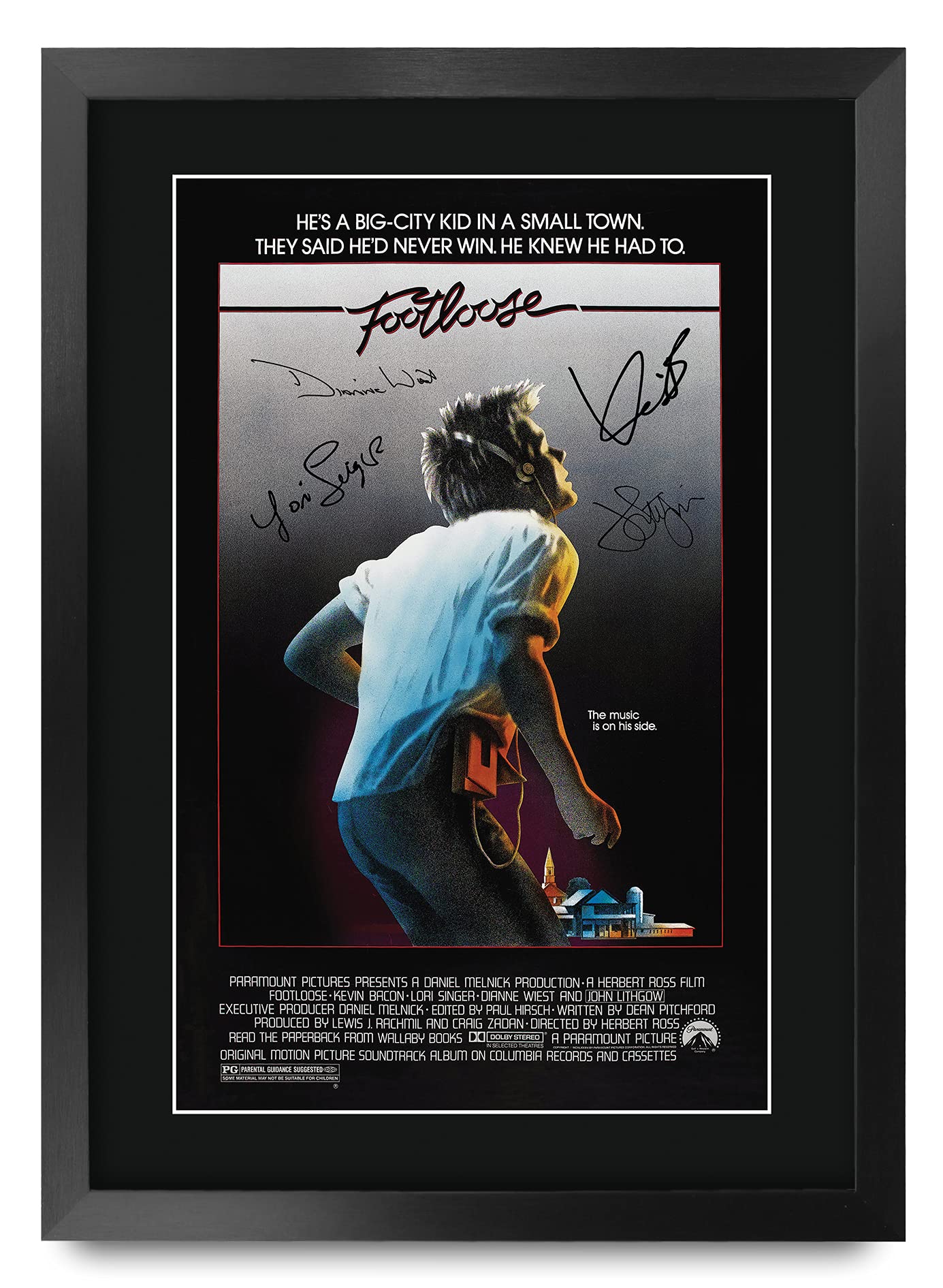 HWC Trading FR A3 Footloose Kevin Bacon Gifts Printed Poster Signed Autograph Picture for Movie Memorabilia Fans - A3 Framed