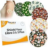 funpatch 30Pack Freestyle Sensor Covers for Libre 3 Plus &amp; Instinct | Waterproof Libre 3 Sensor Covers CGM Tape Without Glue in Center Latex-free Hypoallergenic 15-Day Secure