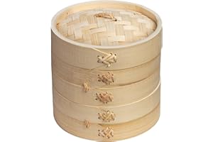 Joyce Chen 2-Tier Bamboo Steamer Baskets, 6-Inch