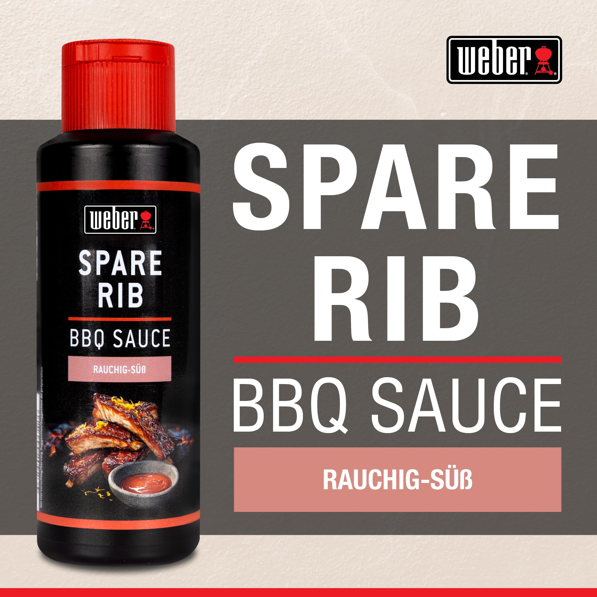 Weber Spare Rib BBQ Sauce 300 ml - Süßlich-rauchige Grillsauce für Spare Ribs, Pulled Pork & Hähnchen - Ideal zum Marinieren & Grillen - Grill Sauce glutenfrei, laktosefrei, ohne Konservierungsstoffe 2