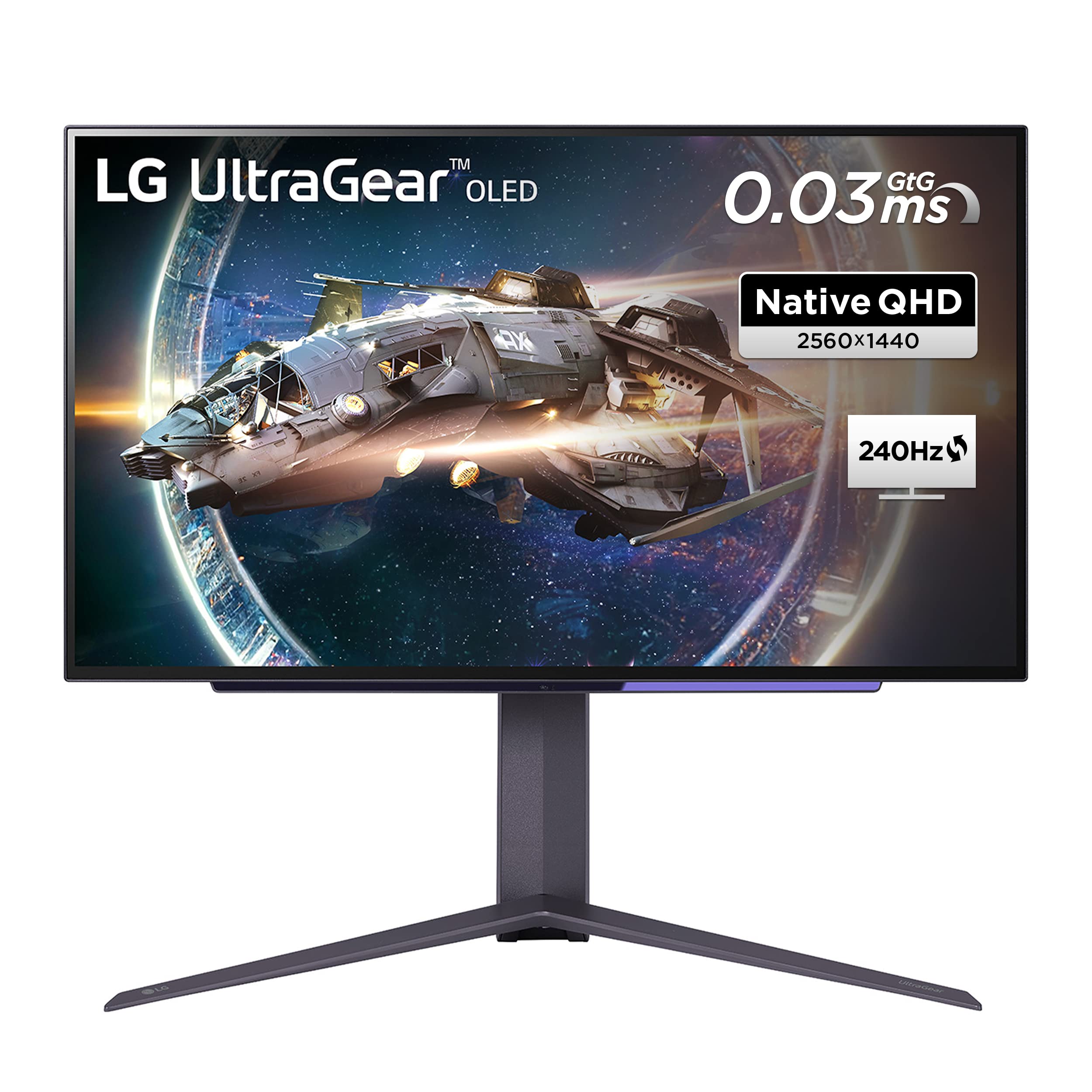 LG Electronics 27GR95QE-B Ultragear Gaming Monitor 27" (67,32 cm), OLED, 2.560 x 1.440, 16:9, WQHD 1440p, 98,5% DCI-P3, HDR10, 0,03 ms GtG, 200 cd/m², 240 Hz - Schwarz