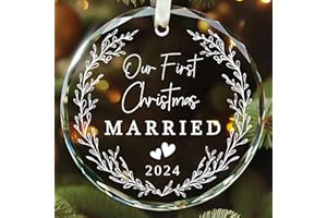 TEEBIM Wedding Gifts - Wedding Gifts for Couples 2024 - Married Couple Gifts, Wedding Gifts for Newlyweds, Wedding Gifts for Bride - Bridal Shower Gifts - Glass First Christmas Married Ornament 2024