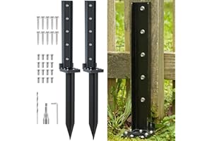 CKLT 2-Pack Fence Post Repair Kit Heavy Duty 32in Fence Post Anchor Thickened 13 Stainless Steel Screw-Connected for Repairin