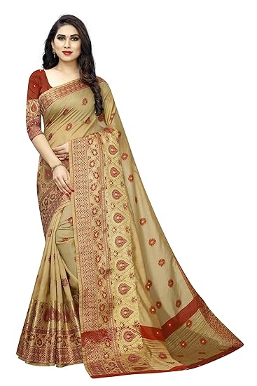 Designer Sarees Women's Banarasi Cotton Silk Saree With Blouse Piece.