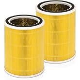 HAP606 HAP609 Replacement Filter Compatible with ECOSELF XenonLab FreAire | Pet Care 3-in-1 H13HEPA Activated Carbon Filter for HAP606 HAP609 Air Purifier, Yellow 2-Pack