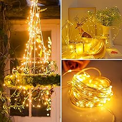 ANGMLN White Solar String Lights Outdoor, 39.4 FT