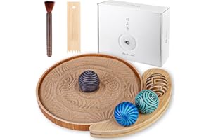Melonva Mini Zen Garden for Desk - 9.5''x9.5'' Automatic Desk Sand Tray Therapy Kit with 4 Stamp Spheres