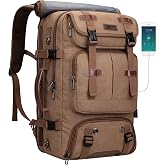 WITZMAN Travel Backpack for Men 45L Large Carry-on Airline Approved | Canvas 3 in 1 Duffle Luggage Bag Fits 16&ldquo; Laptop, Shoe Compartment, For Weekend Getaway, Overnight Trip, A8013 Brown