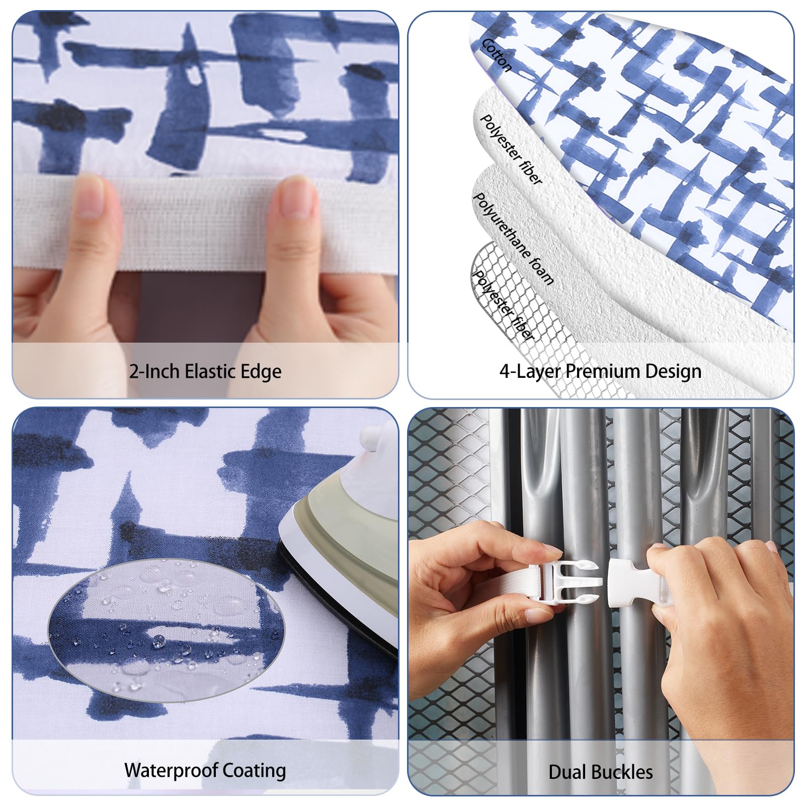 Ironing Board Cover and pad - 15 x 54 Thick Padding 4 Layers with 2