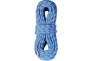 VEVOR 10.2mm Dynamic Climbing Rope, Outdoor Rock Climbing Rope 25KN Breaking Tension, Stretchable Fiber Rope with Steel Snap Hooks for Escape, Rappelling, Fire Rescue, Blue