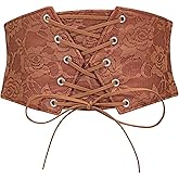 TRIWORKS Women Waist Belt Corset Lace Up Tied Waspie Elastic Wide Belt for Dresses Halloween Pirate Corset