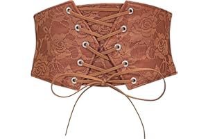 TRIWORKS Women Waist Belt Corset Lace Up Tied Waspie Elastic Wide Belt for Dresses Halloween Pirate Corset