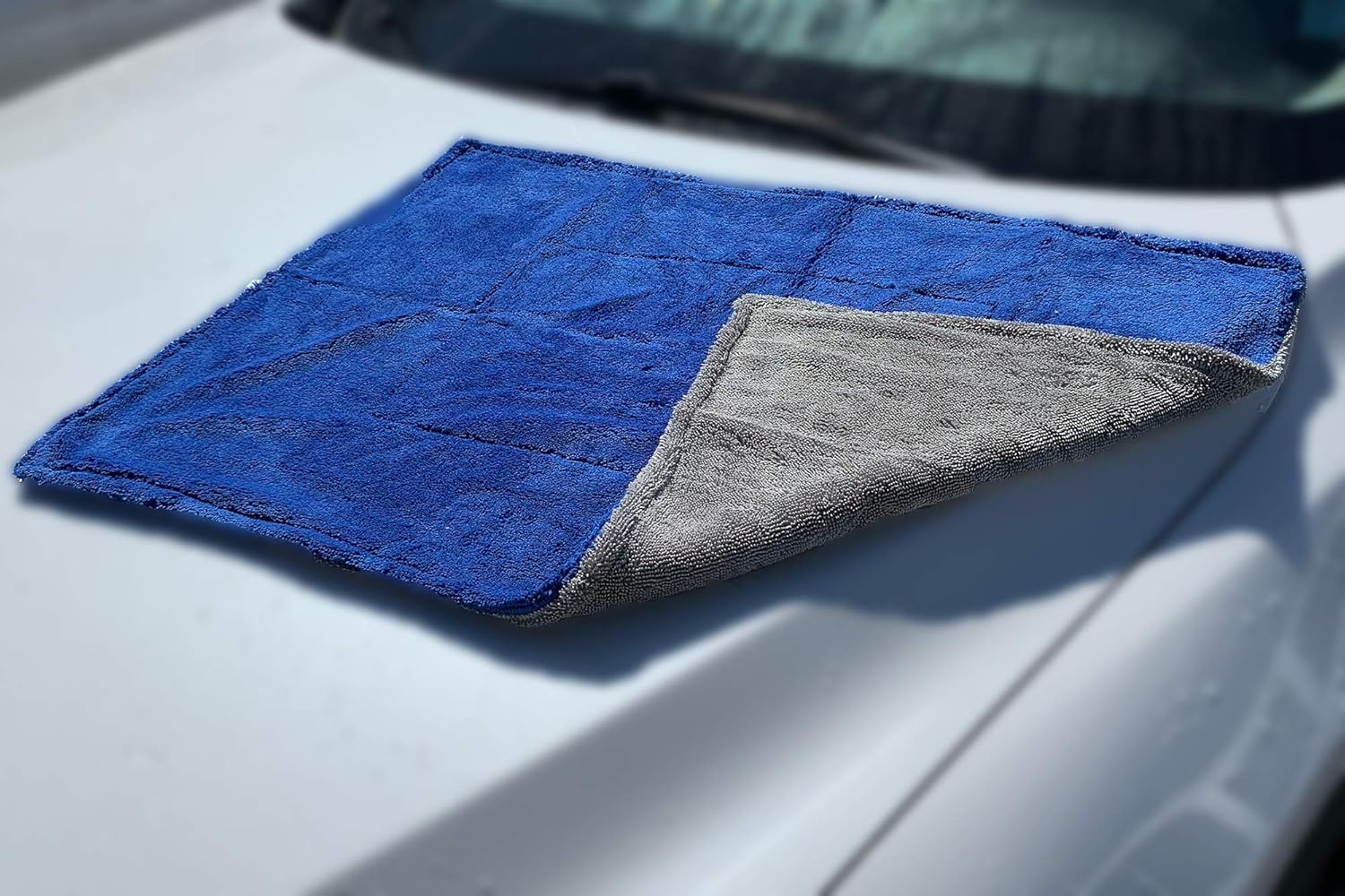 [Amphibian] Car, Truck, SUV Drying Towel | Great for Rinseless Wash | Dual Twist/Plush Weave Dries Streak Free (Blue/Gray, Original (20"x30")): Automotive