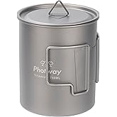 photway 25oz (750ml) Titanium Camping Pot, Ultralight Backpacking Cookware & Campfire Mug for Hiking, Bushcraft & Outdoor Cooking