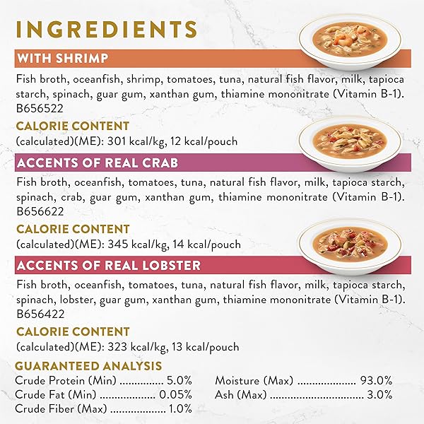 PURINA FANCY FEAST BROTHS SEAFOOD BISQUE COMPLEMENT LICKABLE GRAIN FREE WET CAT FOOD VARIETY PACK – (PACK OF 12) 1.4 OZ. POUCHES