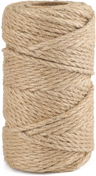 G2PLUS 6MM Thick Jute Rope 50M Hemp Garden Rope 3-Ply for DIY Crafts