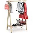 VOGUSLAND Dress up Rack, Child Garment Rack, Kids Clothing Rack with Storage Shelf (Natural Beech, 29.5" L x 14.5" W x 40" H)