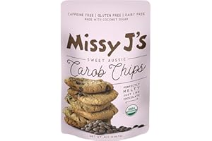 Missy J's Organic Carob Chips 8 Ounce 1 Pack | Carob Made w/Coconut Sugar, Vegan and Gluten-Free | Healthy Caffeine Free Substitute for Chocolate, Perfect for Snacks and Treats