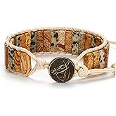 HZDK 7 Chakra Stone Bracelets for Women,Handmade Healing Crystal Jasper Beads Bracelet with Tree of Life Button Women Jewelry Gifts