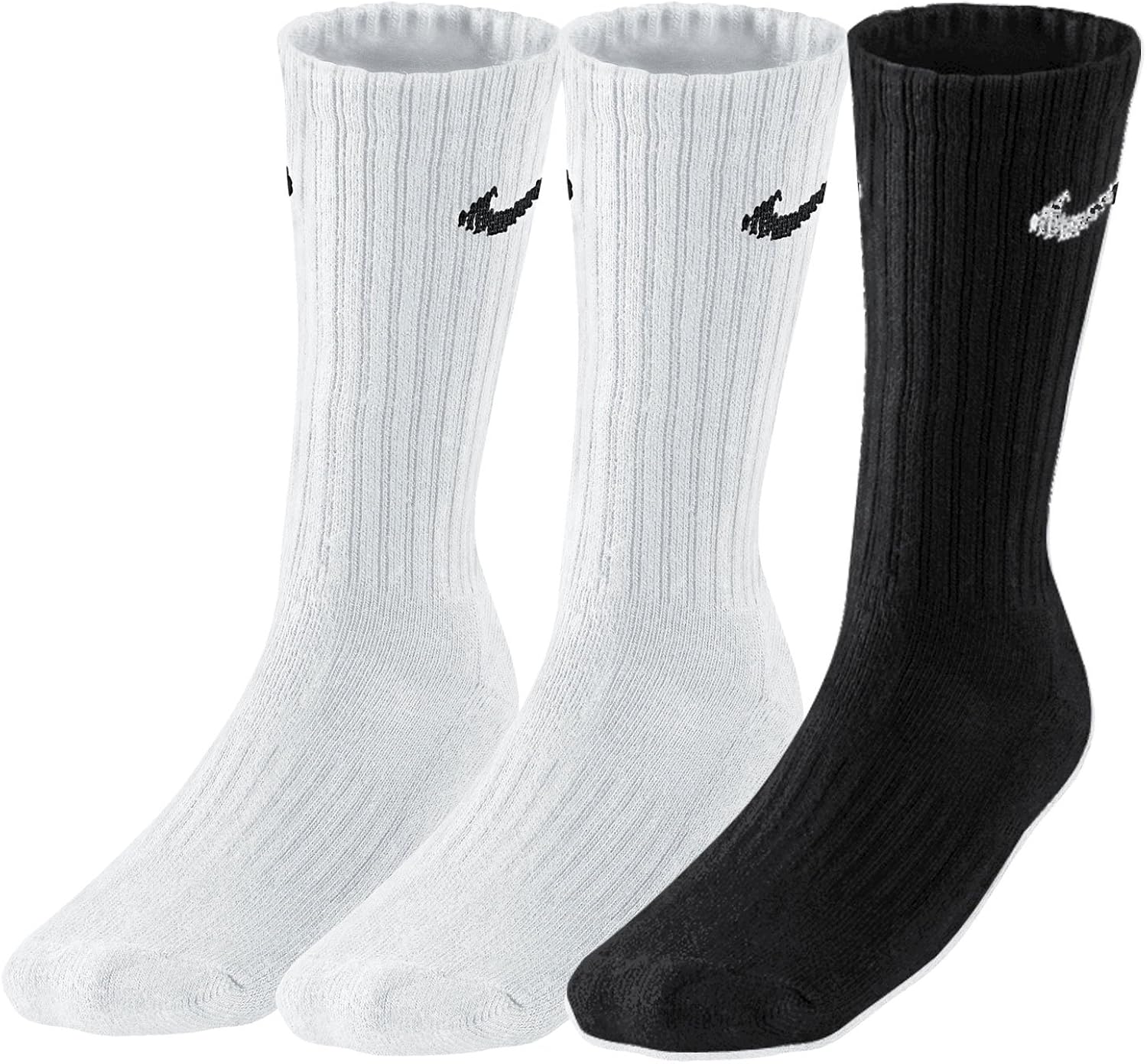 9 Pairs of Nike socks in Sizes 25 to 1114.5, Black, White and