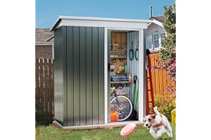 Breezestival 5.4x2.9FT Outdoor Storage Shed, Metal Tool Shed with Sloping Roof and Lockable Door for Backyard, Outside Lawn Storage Sheds for Backyard Patio,Black