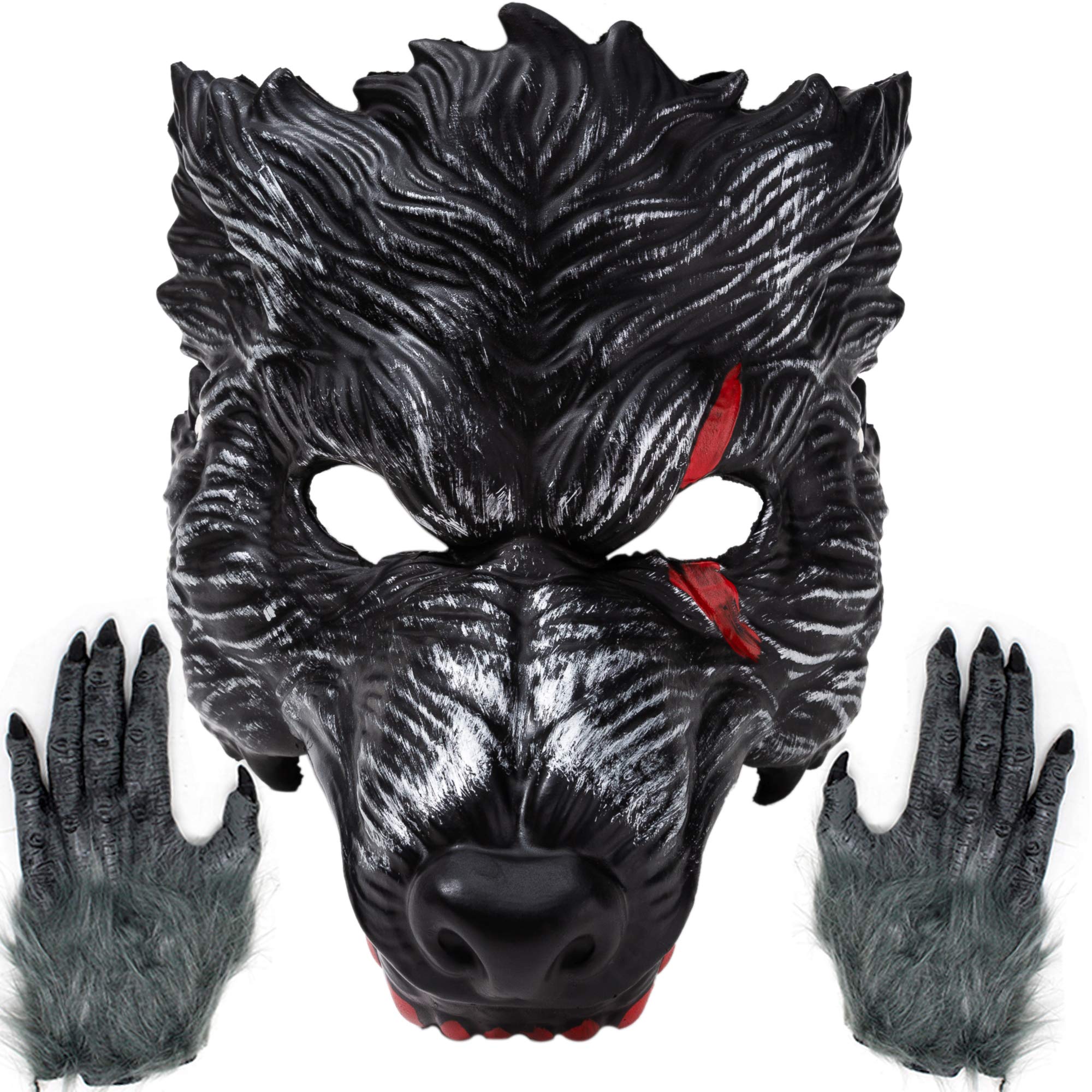 Photo 1 of Spooktacular Creations 3 Pcs Halloween Wolf Mask Animal 3D Werewolf Head Masks Werewolf Mask And Claws For Adults Men