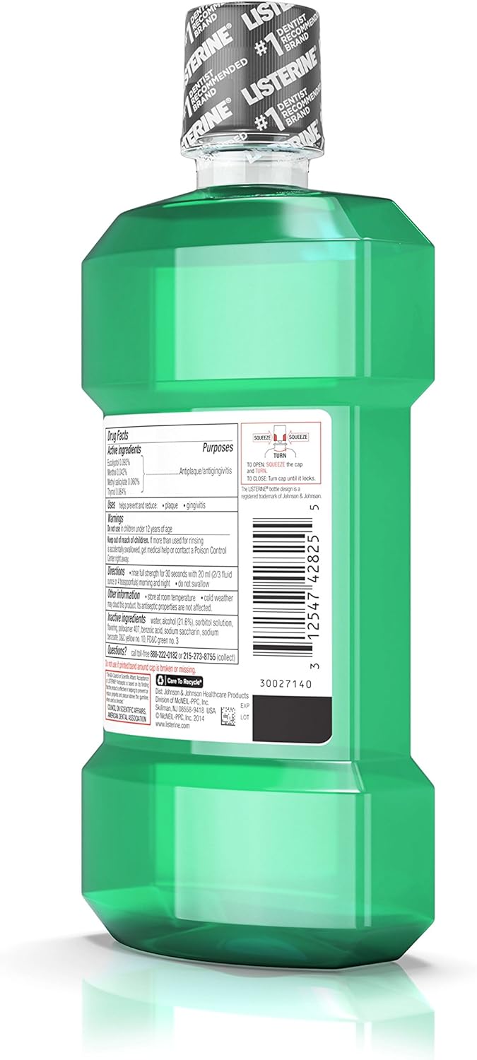 Listerine Freshburst Antiseptic Mouthwash with Germ-Killing Oral Care Formula to Fight Bad Breath, Plaque and Gingivitis, 500 mL: Health & Personal Care