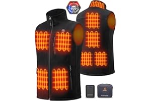 GOTOBI Fleece Heated Vest for Men with 16000mAh 7.4V Battery, Ergonomics Heating System, 9 Heating Zones Vest for Skiing