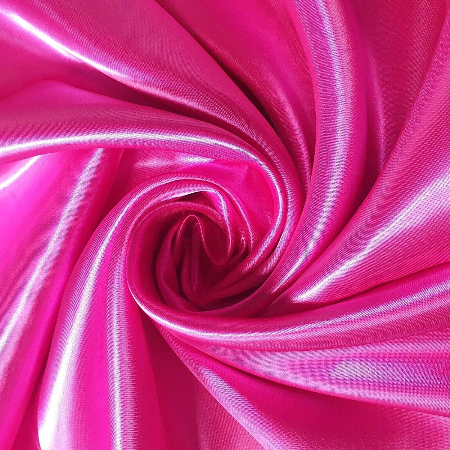 EP 100% Polyester/Poly Silk Silky Satin Fabric, Dressmaking, Wedding, Prom - Dress Craft Fabric Material 58" - 150 cm Wide Sold in Pre - Cut Lengths (5 Meter, Cerise)