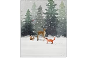 Stupell Industries Winter Season Forest Animals Fox Deer Squirrel, Off-White, 24 x 30, (ac-382_cn_24x30)