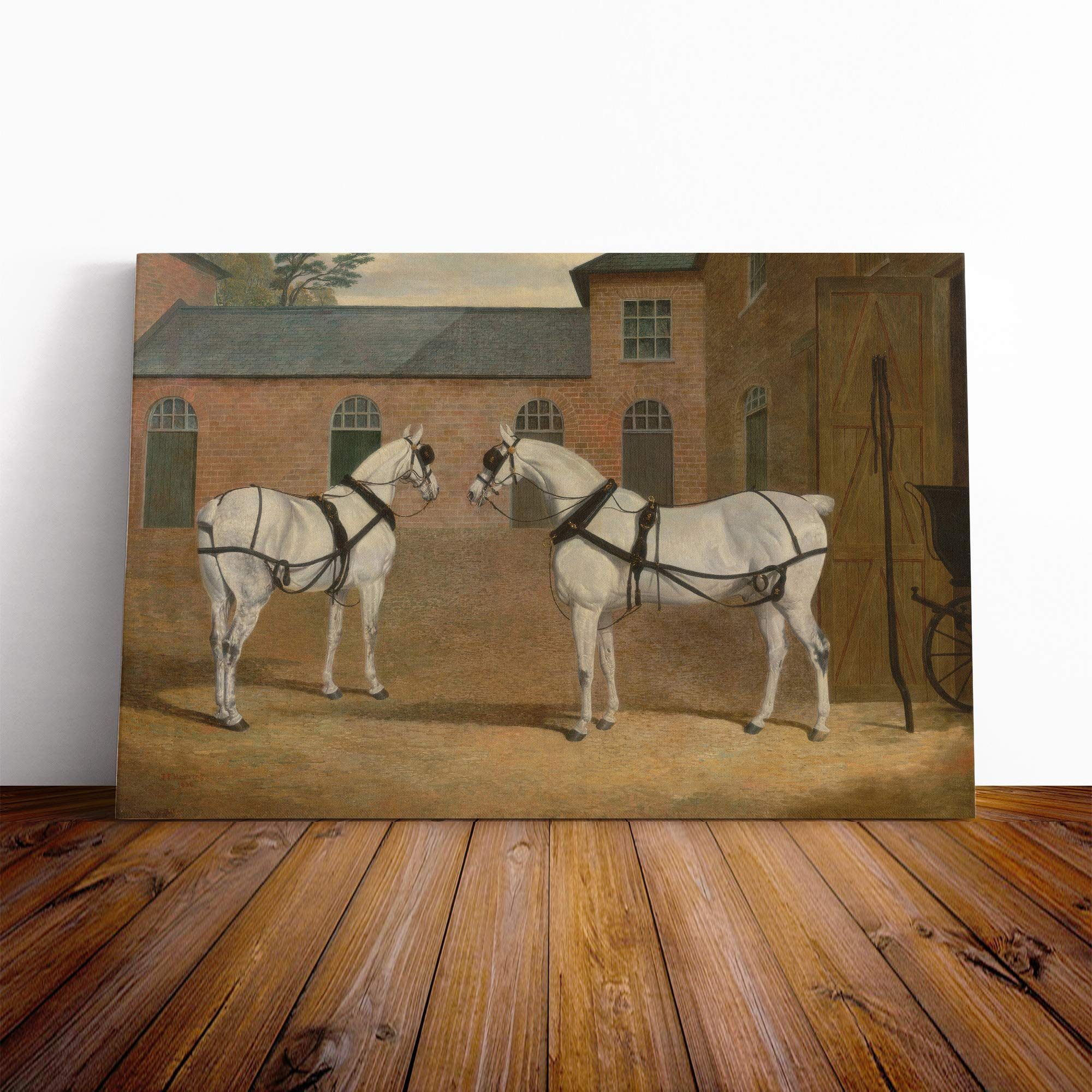 John Frederick Herring Carriage Horses Canvas Print | Gallery Wrapped 30mm Frame Wall Art | 20x14 inches | Ready to Hang | Modern Animals Picture | Living Room Bedroom Lounge Office