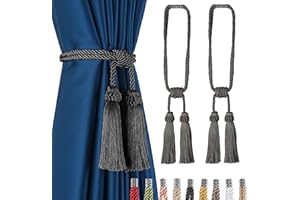 Fenghuangwu Magnetic Curtain Tiebacks 2 Pack Tassel Curtain Tieback Modern Handmade Tie Backs,Decorative Tassel Holdback for 