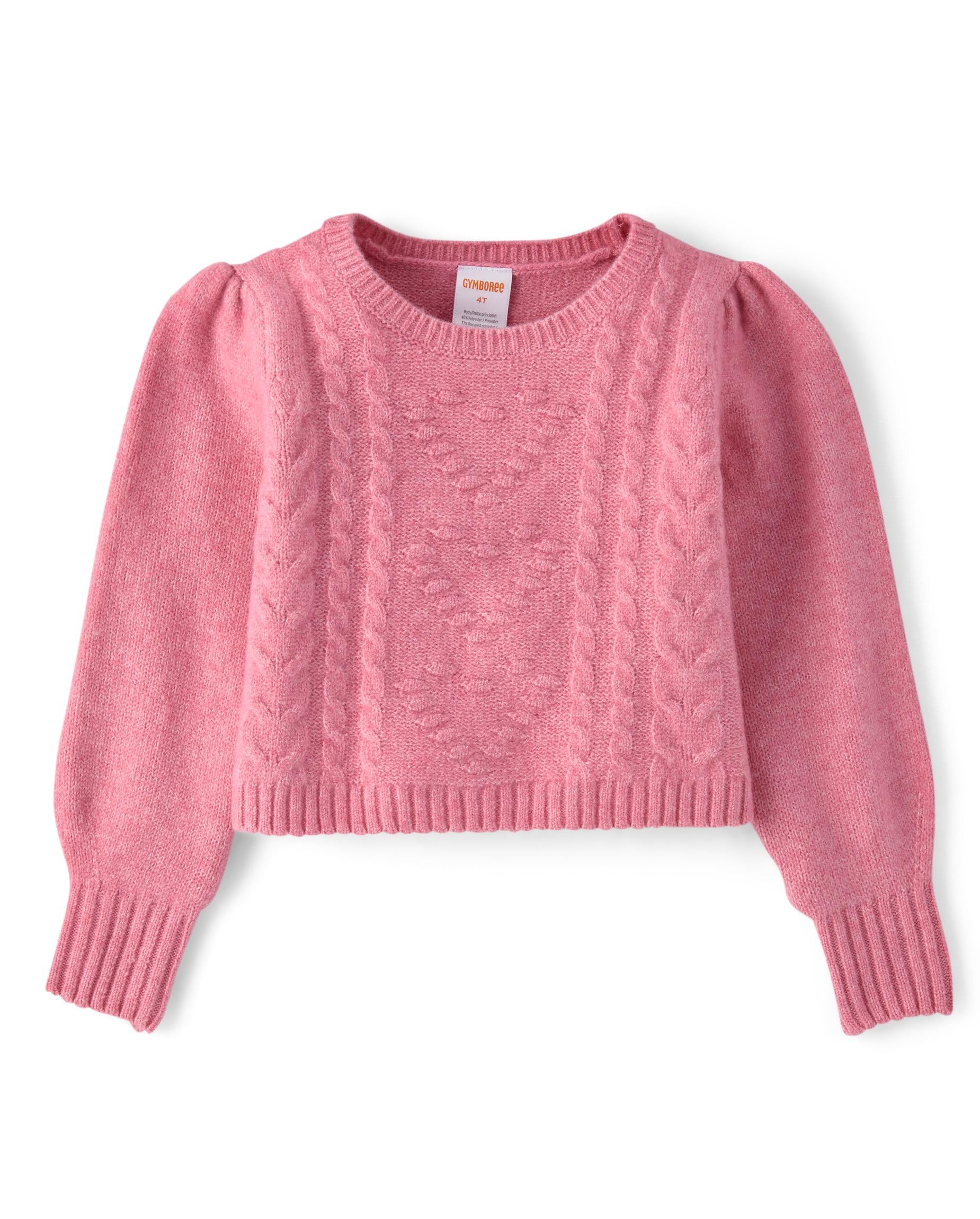 Gymboree,Girls,and Toddler Long Sleeve Cable Knit Sweaters,Pink Hearts,10